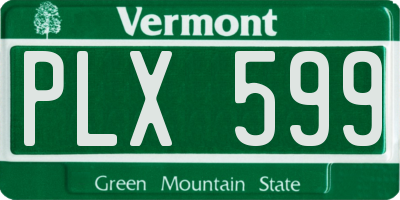 VT license plate PLX599