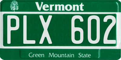VT license plate PLX602