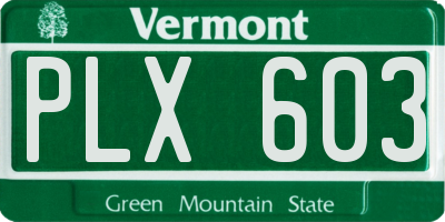 VT license plate PLX603