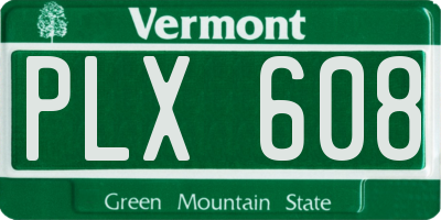 VT license plate PLX608