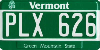 VT license plate PLX626