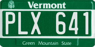VT license plate PLX641