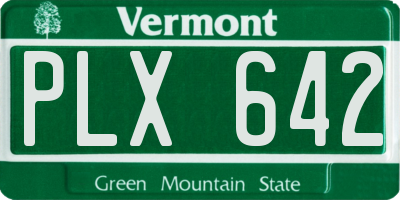 VT license plate PLX642