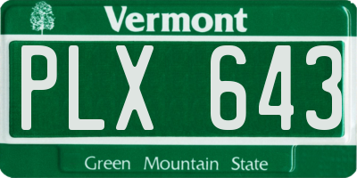 VT license plate PLX643