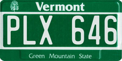 VT license plate PLX646
