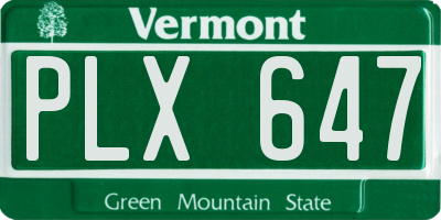 VT license plate PLX647