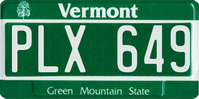 VT license plate PLX649