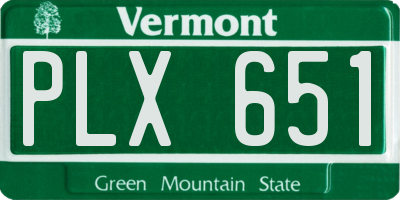 VT license plate PLX651