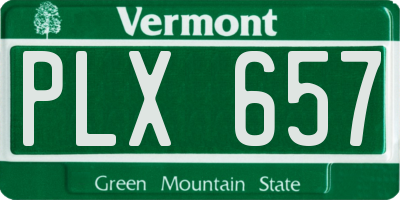 VT license plate PLX657
