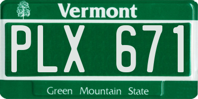 VT license plate PLX671