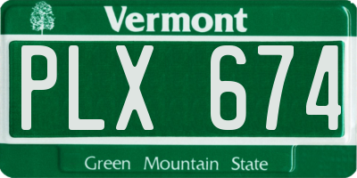 VT license plate PLX674