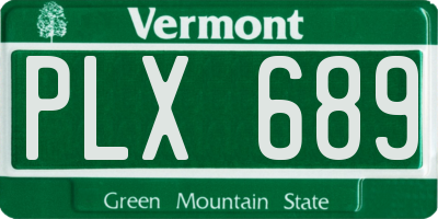 VT license plate PLX689