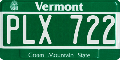 VT license plate PLX722