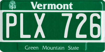 VT license plate PLX726