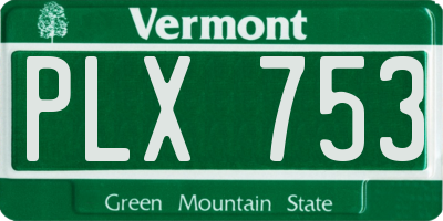 VT license plate PLX753