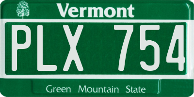 VT license plate PLX754