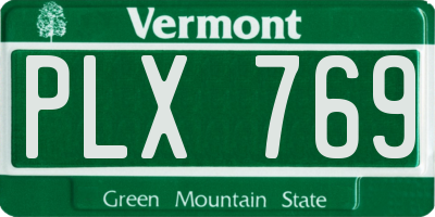 VT license plate PLX769