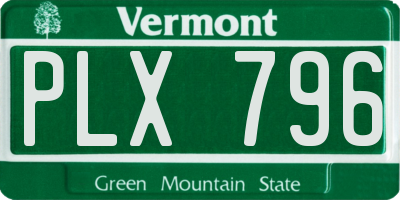 VT license plate PLX796