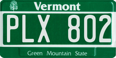 VT license plate PLX802