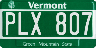 VT license plate PLX807