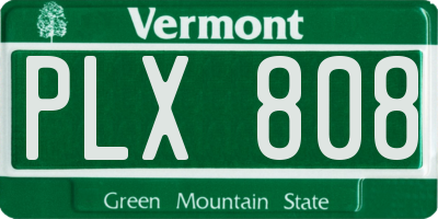 VT license plate PLX808