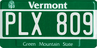 VT license plate PLX809