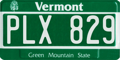 VT license plate PLX829