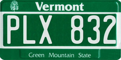 VT license plate PLX832