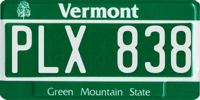 VT license plate PLX838
