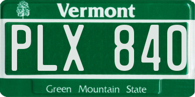 VT license plate PLX840