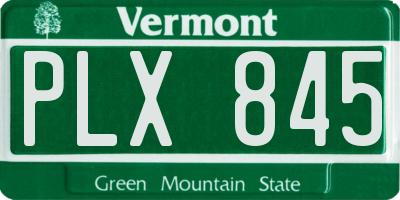 VT license plate PLX845