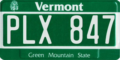 VT license plate PLX847