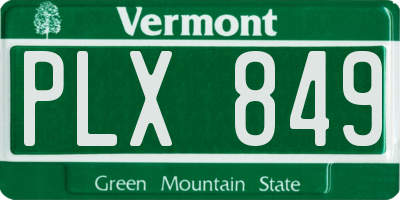 VT license plate PLX849