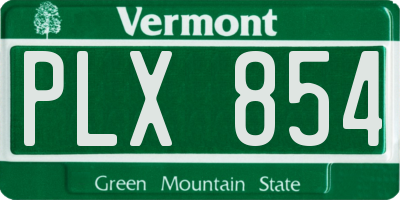 VT license plate PLX854