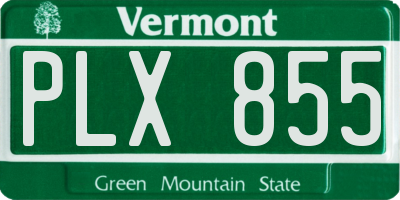 VT license plate PLX855