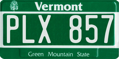 VT license plate PLX857