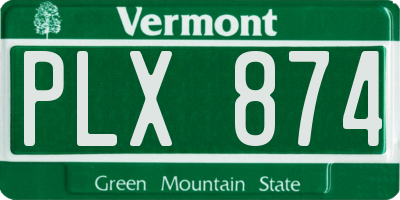 VT license plate PLX874