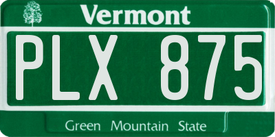 VT license plate PLX875