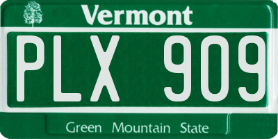 VT license plate PLX909
