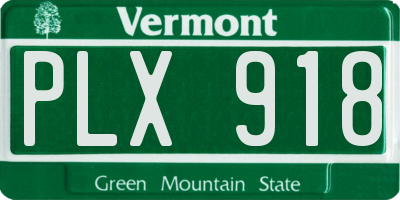 VT license plate PLX918