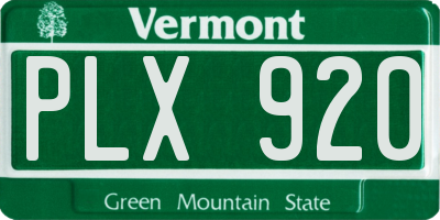 VT license plate PLX920