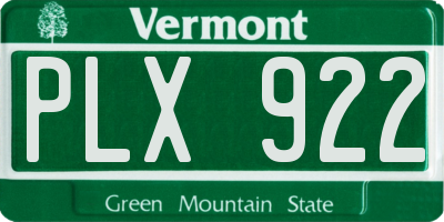 VT license plate PLX922