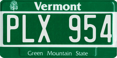 VT license plate PLX954
