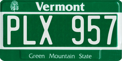 VT license plate PLX957