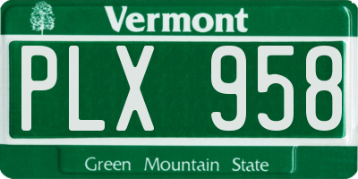 VT license plate PLX958