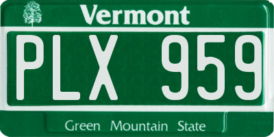 VT license plate PLX959