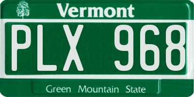 VT license plate PLX968