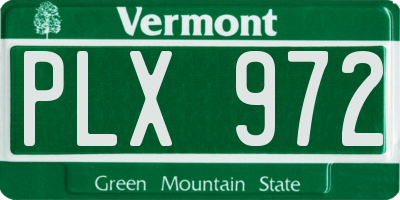 VT license plate PLX972
