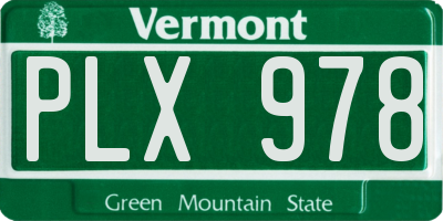VT license plate PLX978