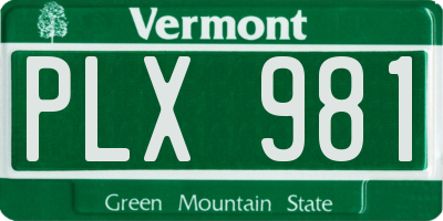 VT license plate PLX981